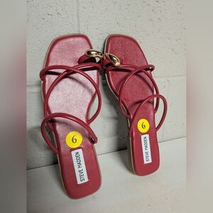 Steve Madden Red Strappy Flat Sandals Size 9 NWOT